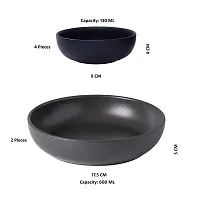 Signowell Mate Finish Black Stone Designed Serving Bowl with 4 Small Bowl | Mate Finish design for looking good | Mate Black Color | Pasta Bowl | Black Stone Design| Capacity 600 ml, 130 ml (Set of 5 Pieces)-thumb3