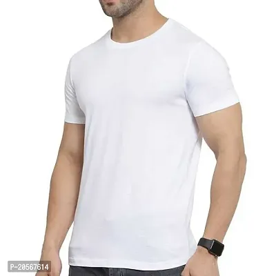 ADTOO, Cotton Round Neck T-Shirt for Men 001 (40, White)-thumb2