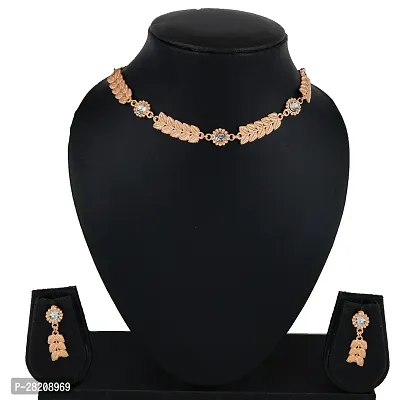 Rose Gold Plated Necklace Set With American Diamond-thumb0