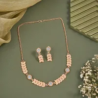 Rose Gold Plated Necklace Set With American Diamond-thumb1