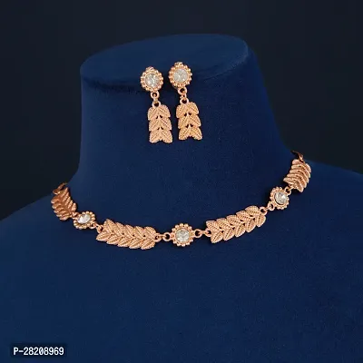 Rose Gold Plated Necklace Set With American Diamond-thumb3