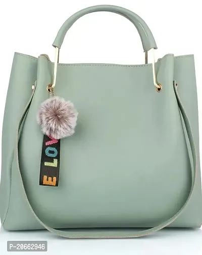 Stylish Green PU Solid Handbags For Women-thumb0