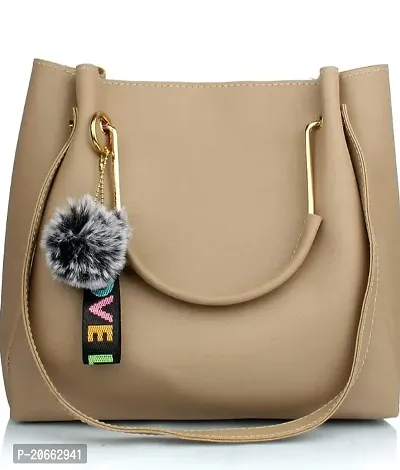 Stylish Tan PU Solid Handbags For Women-thumb0