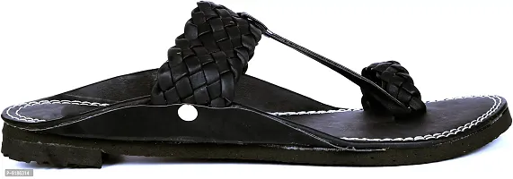 Stylish Black PU Self Design Sandals For Men-thumb5