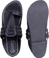 Stylish Black PU Self Design Sandals For Men-thumb2