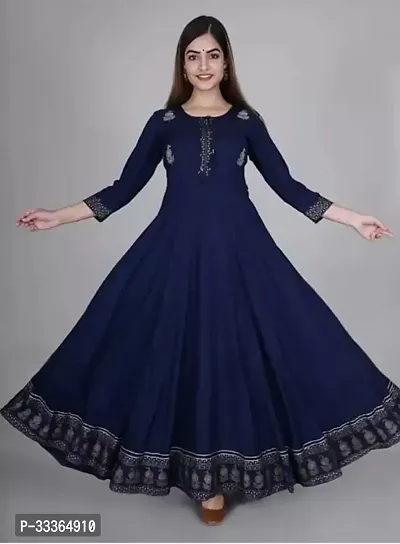 Embroidered Viscose Rayon Stitched Anarkali Gown Pack Of 1-thumb0