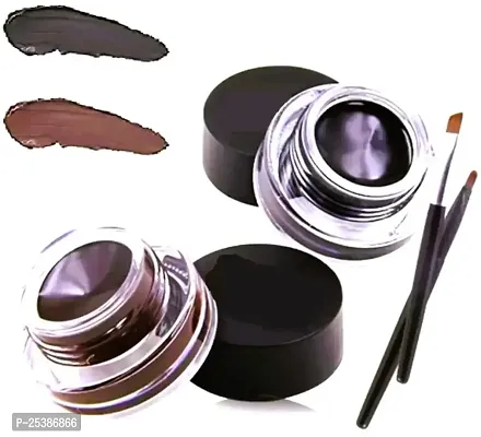 Black + Brown Eyeliner + Gel Kajal 24 Hours Stay Eye Liner Soft and Smooth  (BLACK, BROWN, 7 g) 1 pcs