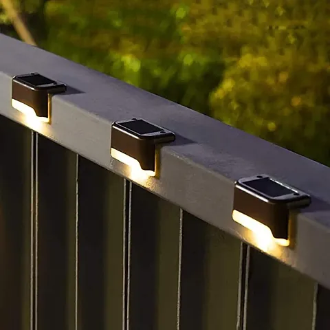 Solar Deck Lights Outdoor 4Pack Solar Waterproof LED Solar Lights for Outdoor Stairs, Step, Fence, Yard, Patio, and Pathway