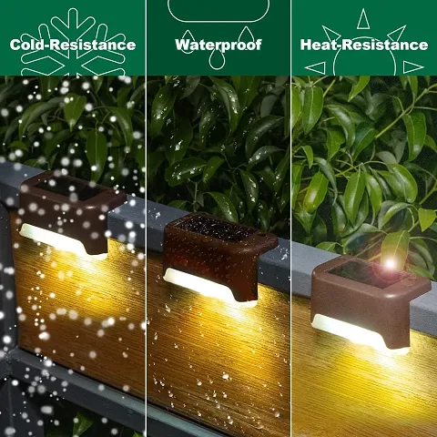 Solar Deck Lights Outdoor 4 Pack Solar Waterproof LED Solar Lights for Outdoor Stairs, Step, Fence, Yard, Patio, and Pathway