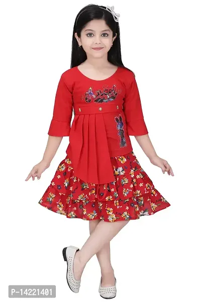 Girls Knee Length Skirt TOP Fancy Red (6-7 Years)
