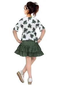 Girls Knee Length Skirt TOP Fancy Green Butter Fly (9-10 Years)-thumb2