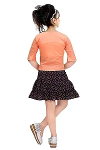 Girls Knee Length Skirt TOP (2-3 Years, Peach)-thumb1