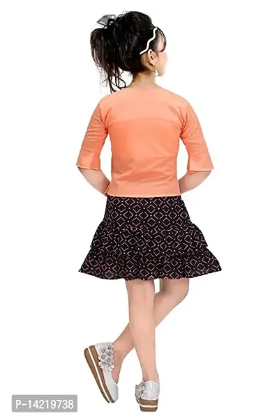 Girls Knee Length Skirt TOP (2-3 Years, Peach)-thumb2