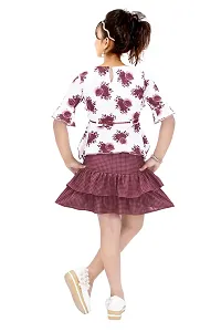 Girls Knee Length Skirt TOP Fancy Maroon Butter Fly (2-3 Years)-thumb1