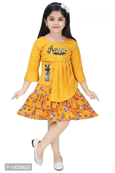 Girls Knee Length Skirt TOP Fancy Yellow (7-8 Years)