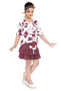 Girls Knee Length Skirt TOP Fancy Maroon Butter Fly (2-3 Years)-thumb3