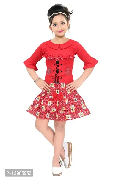 GIRLS KNEE LENGTH PARTY WEAR SKIRT WITH TOP