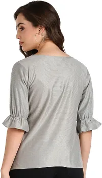 Trendy Cotton Lycra Solid Grey Top For Women-thumb1
