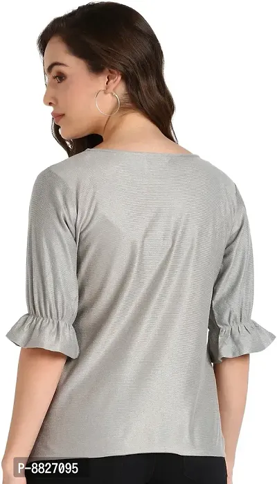 Trendy Cotton Lycra Solid Grey Top For Women-thumb2
