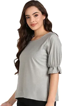 Trendy Cotton Lycra Solid Grey Top For Women-thumb2
