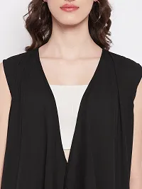 Stylish Black Solid Crepe Sleeveless Shrug For Women-thumb3