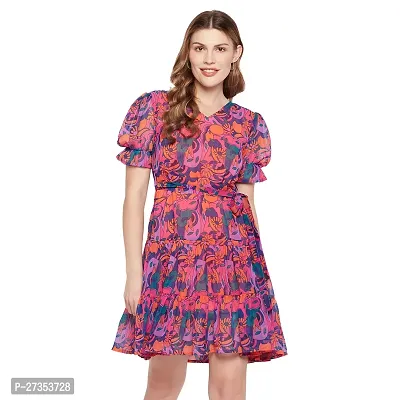 Stylish Multicoloured Chiffon Dress For Women