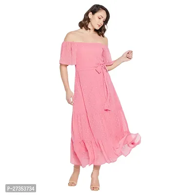 Stylish Pink Chiffon Dress For Women