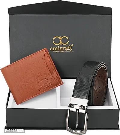 Designer Artificial Leather Solid Wallet and Belt Combo For Men-thumb0