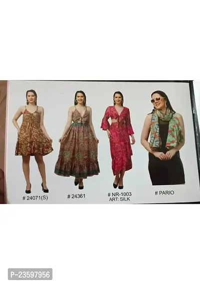 Women's Silk Casual Regular Fit Lightweight Ethnic Wear Dresses (Blue/Black/Orange/Grey/Pink/White/Brown/Red - Freesize)