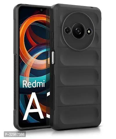 Lilliput Back Cover For REDMI A3, REDMI A3X, POCO C61 (Matte Soft Silicon Wave Case - Black)-thumb0