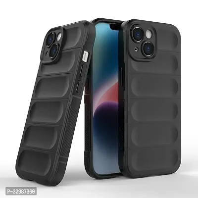 Lilliput Back Cover For APPLE IPHONE 15 (Matte Soft Silicon Wave Case - Black)