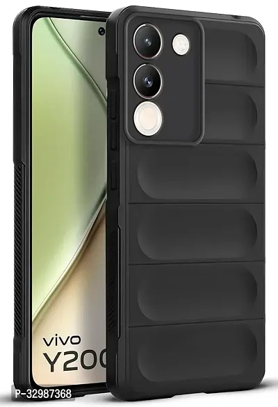 Lilliput Back Cover For VIVO Y200 5G (Matte Soft Silicon Wave Case - Black)-thumb0