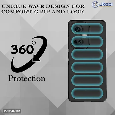 Lilliput Back Cover For IQOO Z7 PRO, VIVO T2 PRO (Matte Soft Silicon Wave Case - Black)-thumb3