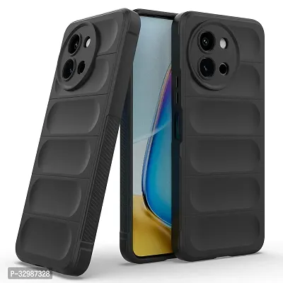 Lilliput Back Cover For VIVO Y58 5G (Matte Soft Silicon Wave Case - Black)-thumb0