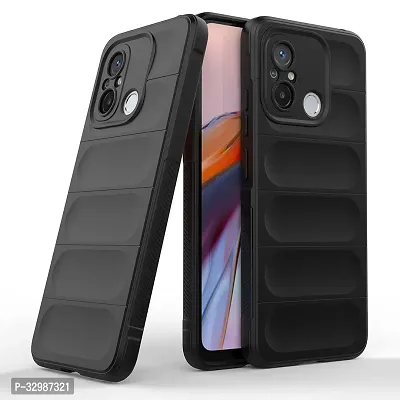 Lilliput Back Cover For MI REDMI 12C 5G (Matte Soft Silicon Wave Case - Black)