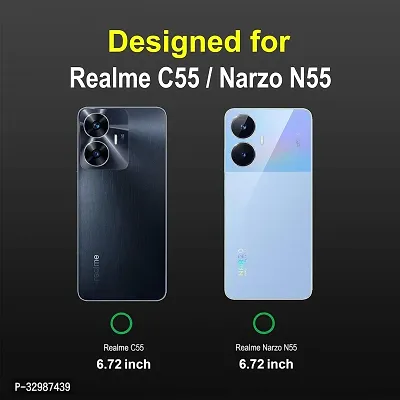 Lilliput Back Cover For REALME C55, REALME NARZO N55 (Matte Soft Silicon Wave Case - Black)-thumb2