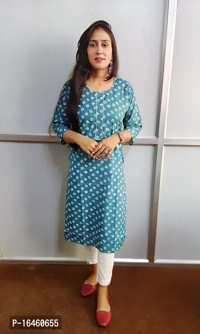 Beautyful Straight Blue Printed Cotton Kurta-thumb0