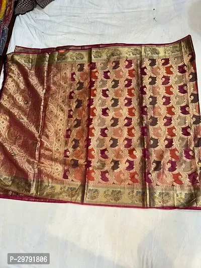 Beautiful Silk Blend Saree With Blouse Piece For Women-thumb0