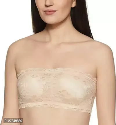 Stylish Golden Cotton Blend Lace Bras For Women-thumb0