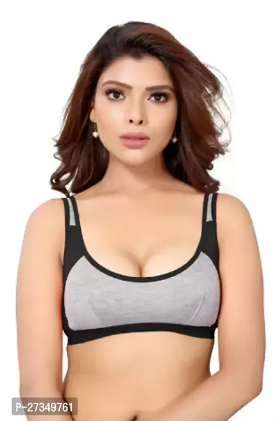 Stylish Black Cotton Blend Solid Bras For Women