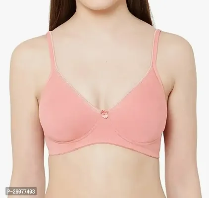 Stylish Peach Cotton Blend Solid Bras For Women-thumb0