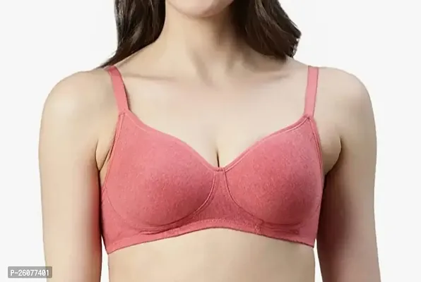 Stylish Peach Cotton Blend Solid Bras For Women-thumb0