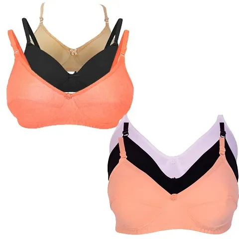 Stylish Non Padded Basic Bras Pack Of 6