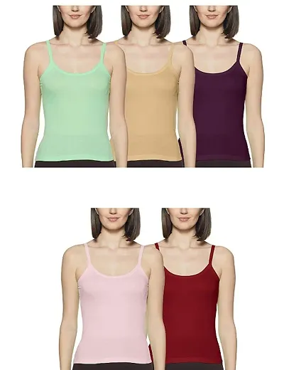 Comfy Solid Regular wear Camisole Combo of 5