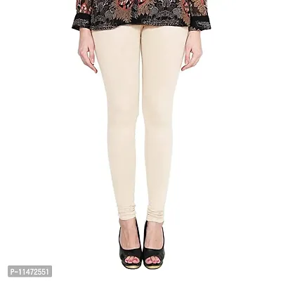 Fabulous Cream Cotton Solid Leggings For Women-thumb0