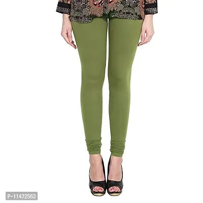 Fabulous Green Cotton Solid Leggings For Women-thumb0