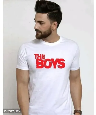 Comfortable White Polyester Tee For Men-thumb0