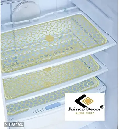 Jainco Decor ? Multipurpose PVC Anti Fridge Mat Jali/Drawer Mats Jali/Placemat Jali (Yellow Fridge Mat (Pack of 3))-thumb2