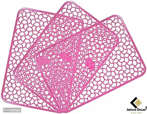 Jainco Decor ? Multipurpose PVC Anti Fridge Mat Jali/Drawer Mats Jali/Placemat Jali (Pink Fridge Mat (Pack of 3))-thumb2