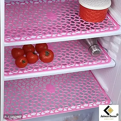 Jainco Decor ? Multipurpose PVC Anti Fridge Mat Jali/Drawer Mats Jali/Placemat Jali (Pink Fridge Mat (Pack of 3))-thumb0